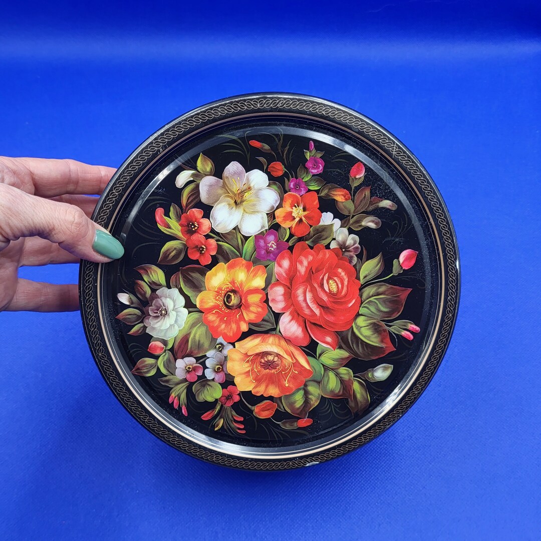 Beautiful Floral Tin Box. Vintage Tin Container. Retro Tin Etsy