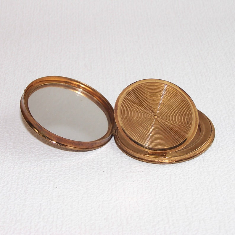 Refillable Powder Box with a Mirror Vanity Mirror Gift for Her. Vintage Brass Powder Compact Made in USSR Collectible Mirrored Compact