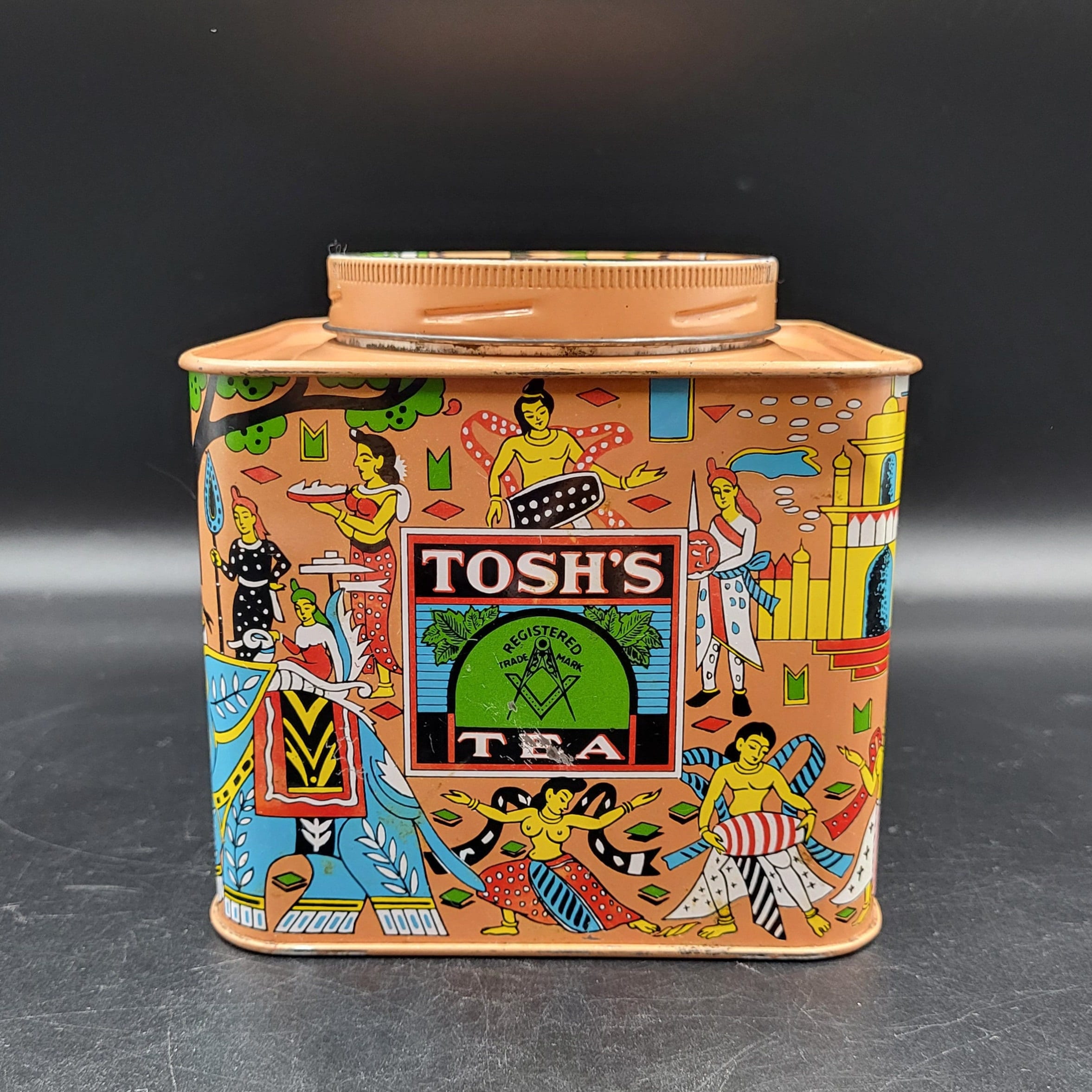Vintage Indian Tea Tin: Rare Miniature Art Storage Box - Etsy