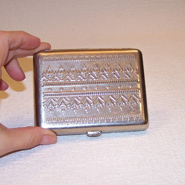 Vintage Cigarette Case. Nickel Plated Cigarette Box. Soviet Cigarette Holder. Retro Business/Credit Card Holder. Metal Wallet.