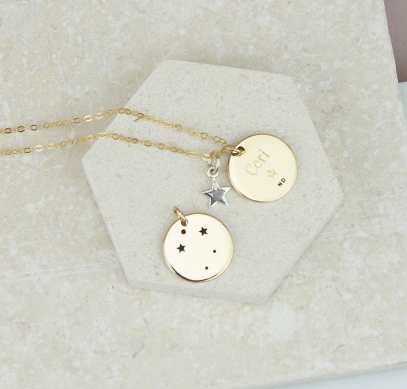 Gold Personalised Zodiac Constellation And Star Necklace-Personalised constellation necklace