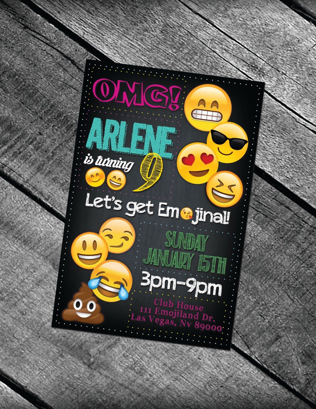 Emoji Birthday Digital Printable Invitation - Etsy