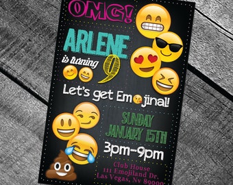 Emoji Birthday Digital Printable Invitation