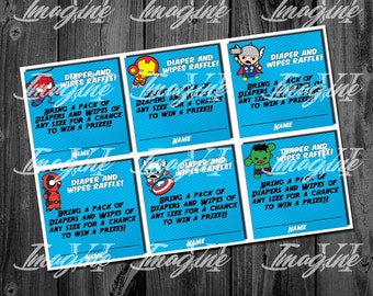 Baby Heroes Baby Shower / Marvel / Diaper Raffle Tickets / Digital Printable