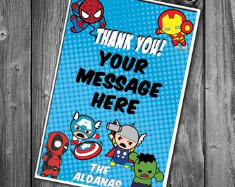 Baby Heroes Baby Shower / Marvel / Thank You Card / Digital Printable
