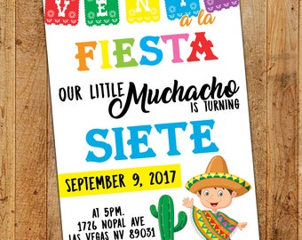 Mexican Fiesta Birthday Digital Invitation / Colorful Printable Invite