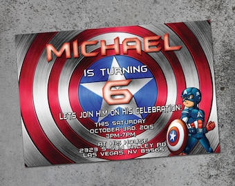 Captain America Marvel Birthday Printable Invitation