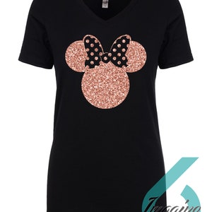 Disney Shirt - Minnie T-shirt - V-Neck - Crew Neck - Lady Shirts - Girl Shirts - Glitter - Mickey T-shirts