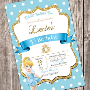 Girls Toddler Princess Cinderella Birthday Printable Invitation