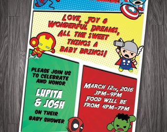 Baby Heroes Baby Shower / Marvel / Birthday Digital Printable Invitation
