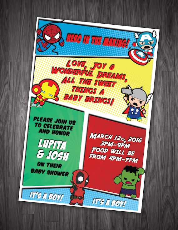 marvel baby shower invitations