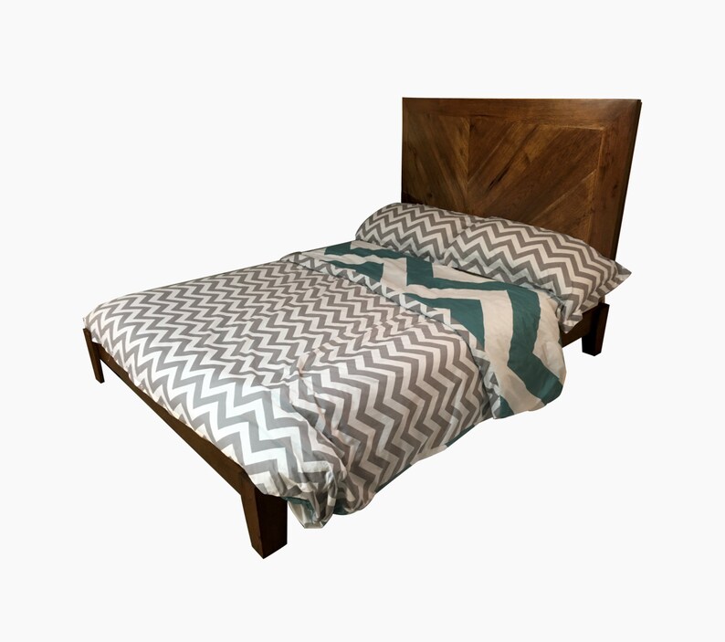 Rustic Headboard And Bed Frame Queen Sized Chevron In Natural Image 0