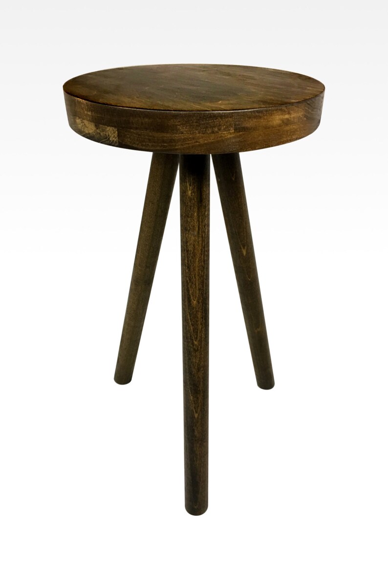 Modern Side Table In Walnut By Candlewood Furniture End Bar Stool Bedside Nightstand Wood Wooden Three Legged