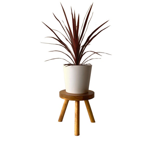 Modern Plant Stand, Three Leg Stool Choose Finish by CW Furniture Indoor Plant Flower Pot Stand Solid Wood Kids Chair