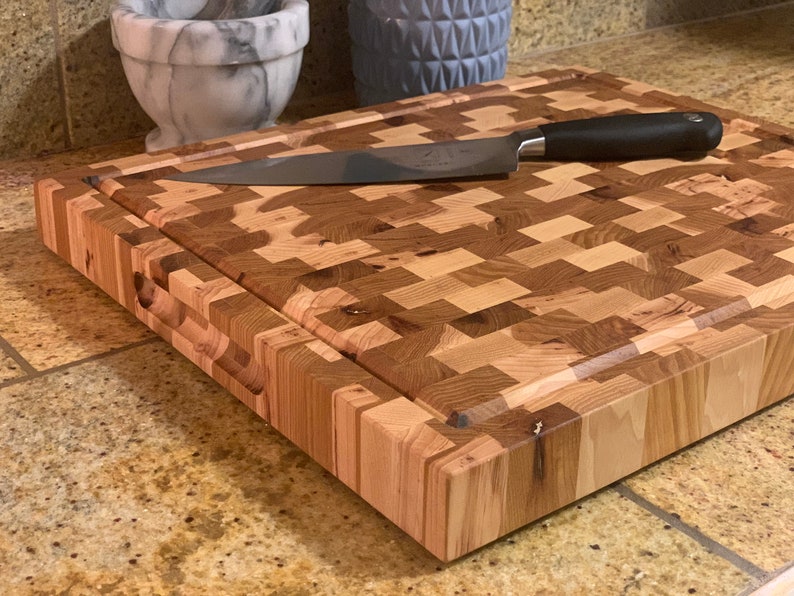 End Grain Hickory Wood Cutting Board Butcher Block by CW Etsy