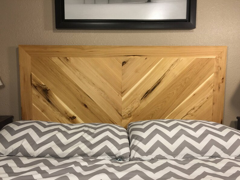 Rustic Headboard King Sized Chevron In Hickory By Cw Furniture Image 0