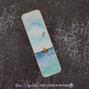 Watercolor Paintings Fisherman Boat Life at Sea Bookmark, Original Artwork, Handmade, Art Gifts