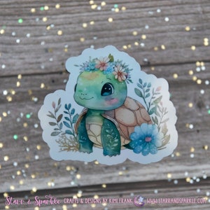 Turtle Sticker, Watercolor Print, Decals for Laptops, Stickers for Planners, For Books, Journal Decoration image 2