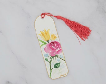 Watercolor Paintings Floral Bookmark, Original Artwork, Handmade, Art Gifts