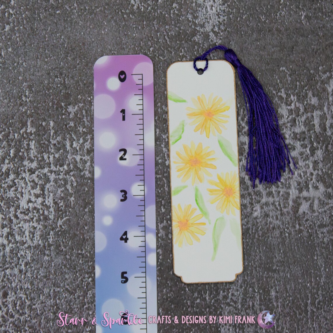 Watercolor Paintings Yellow Floral Bookmark, Original Artwork, Handmade ...