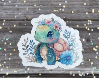 Turtle Sticker, Watercolor Print, Decals for Laptops, Stickers for Planners, For Books, Journal Decoration