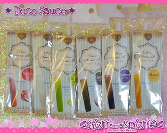 Padico Deco Sauce - Chocolate Strawberry Red Kiwi Green Mango Yellow Clear Blueberry Blue Japan Decollage for Fake Icing Sweets & Charms