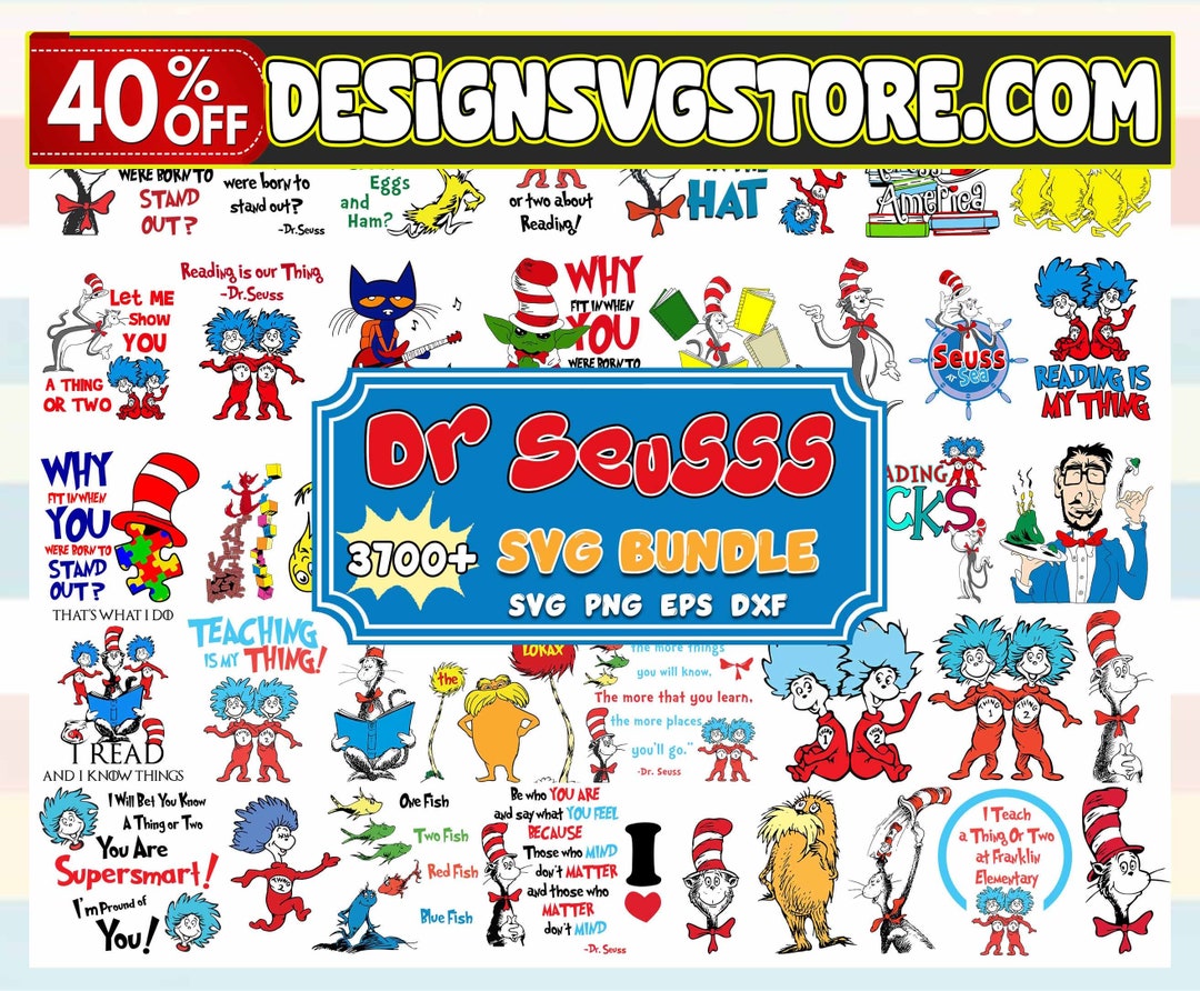 Dr Seuss Svg Mega Bundle Cat in the Hat SVG Dr Seuss Hat - Etsy