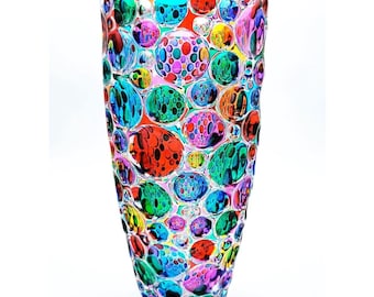 Vase Bubbly Pink – Bohemian Crystal, Hand-Painted, Venetian Style