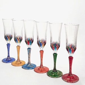 Set of 6 Adagio Flutes 18 cl – Hand-Painted Crystal, Murano Style, Made in Italy