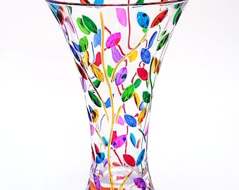 Laurus Large Multicolor Vase – Hand-Painted Crystal, Murano Style, Venice