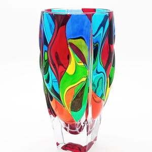 Sunset Crystal Vase – Hand-Painted, Murano Style, Venice