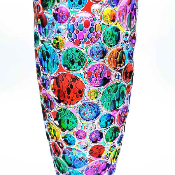 Vase Bubbly Pink en cristal de Murano de style Venise peint à la main