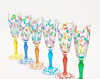 set of 6 Laurus flute 16 cl multicolor Murano style