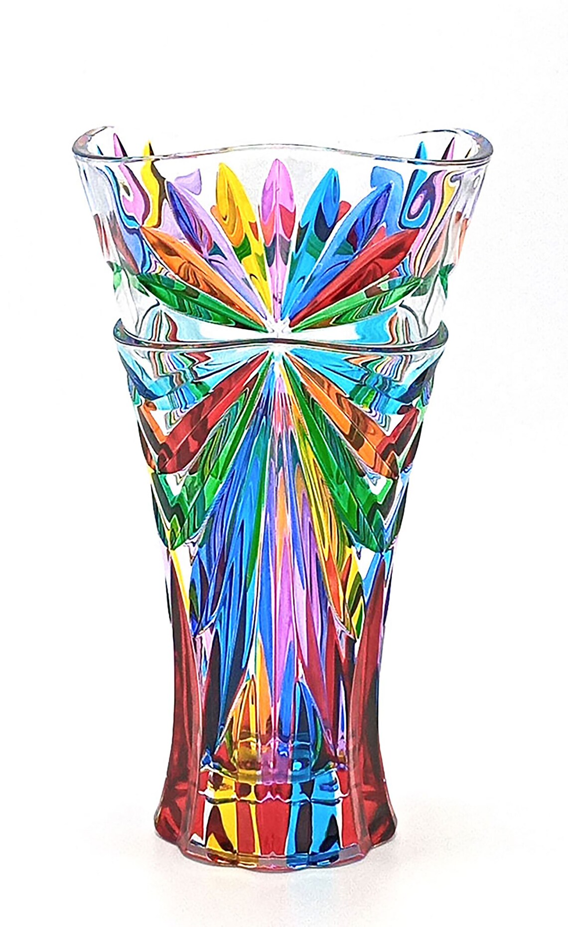 Oasis Vase 300 multicolor crystal hand painted Murano style Etsy