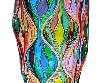 Red Sea Full crystal vase hand painted Murano style Venezia