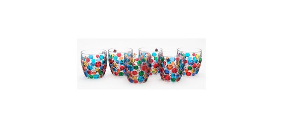 Set di 6 Bicchieri Bubbly in Cristallo Dipinto a Mano – Stile Murano, Venezia