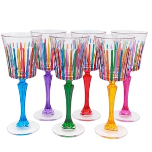 Set aus 6 zeitlosen Kristallgläsern, 30 cl, handbemalt, Murano-Stil, Venedig