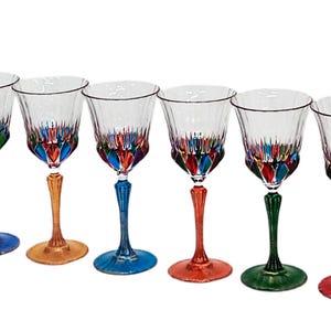 6er-Set Adagio-Gläser 22 cl – handbemaltes Kristallglas, Murano-Stil, Made in Italy
