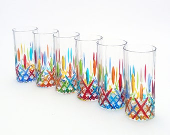 set of 6 Opera drinking cup cl.35 multicolor Murano style