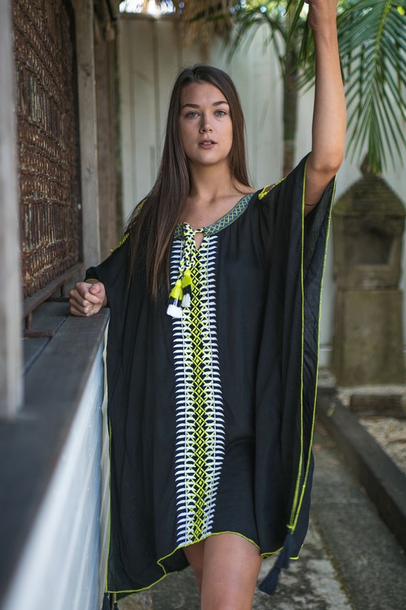 Viscose Cotton Designer Look Short Knee Length Kaftan Beach Etsy