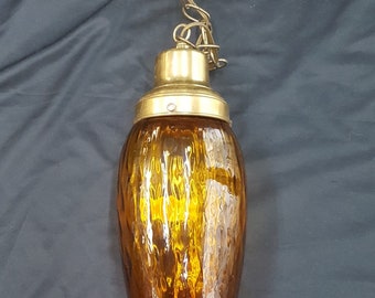 Vintage Textured Amber Glass Bullet Shaped Ceiling Fixture Chandelier