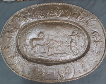 Rare 1800's Cast Iron Roman Classical Relief Wall Plaque