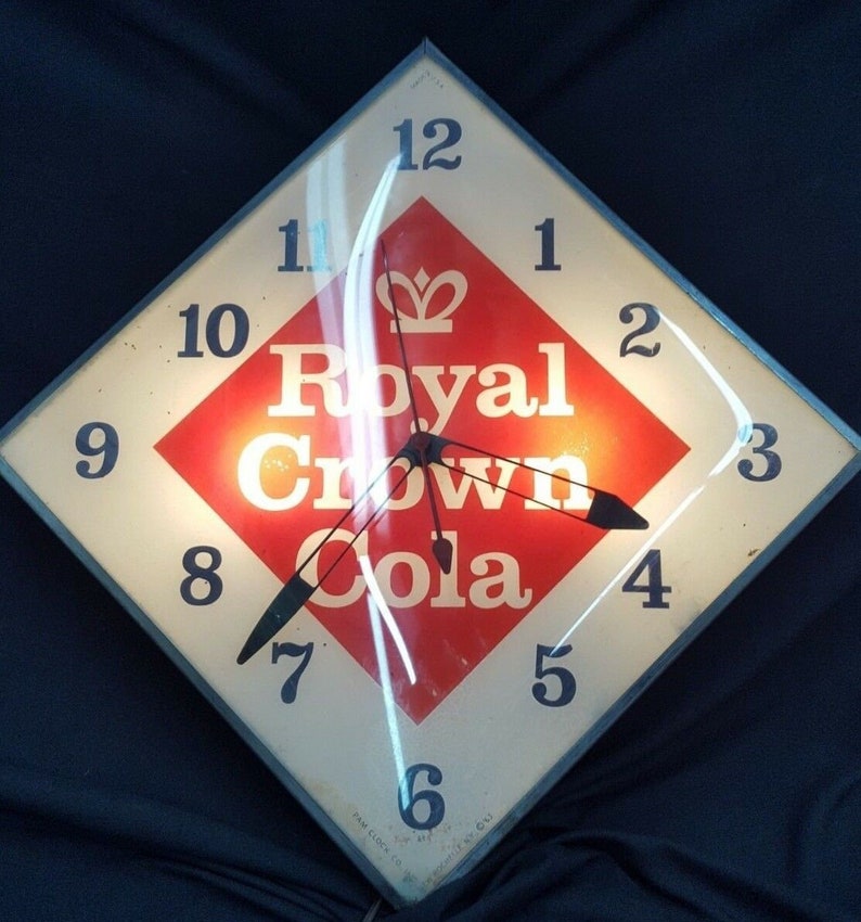 Vintage Pam Clock Co. Royal Crown Cola Large Square Electric Etsy