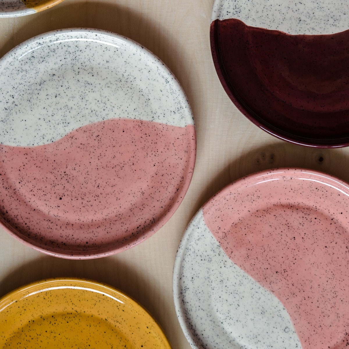 Ceramic Salad Plates in Blush and Berry