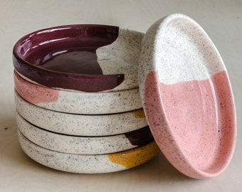 Deep plate - speckled color - handmade - ceramic - made to order