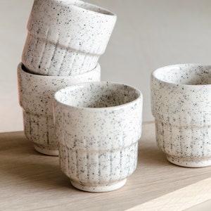 Mug ribs - speckles - handmade - ceramic