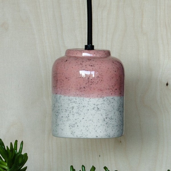 Hanging lamp - speckles of blush - handmade - ceramic