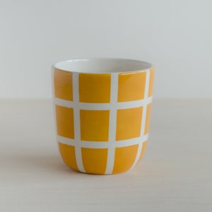 Mug - Grid yellow - handmade - ceramics