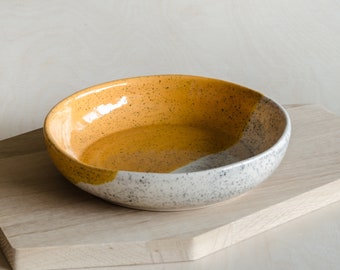 Pasta bowl yellow - speckles - handmade - ceramics