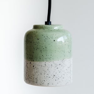 Pendant lamp - mint speckles - handmade - ceramic